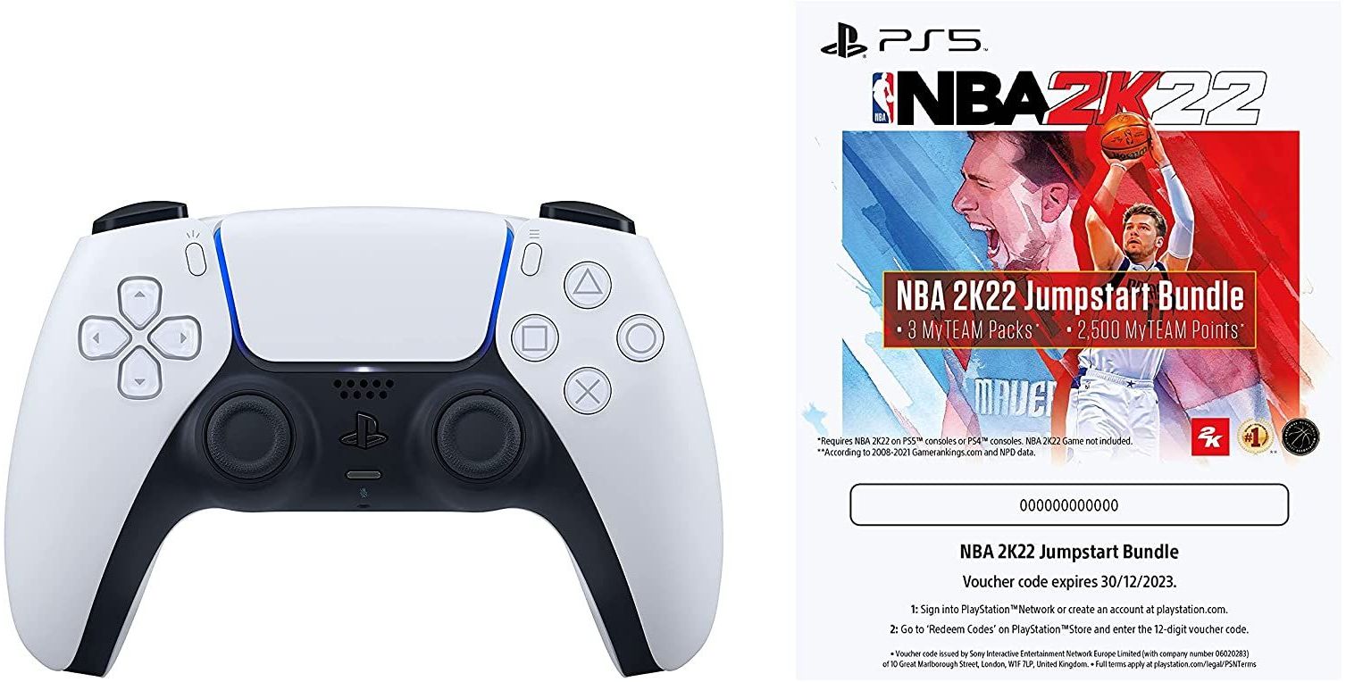 خرید کنترلر DualSense - سفید + کد پک Jump Start برای بازی NBA 2k22