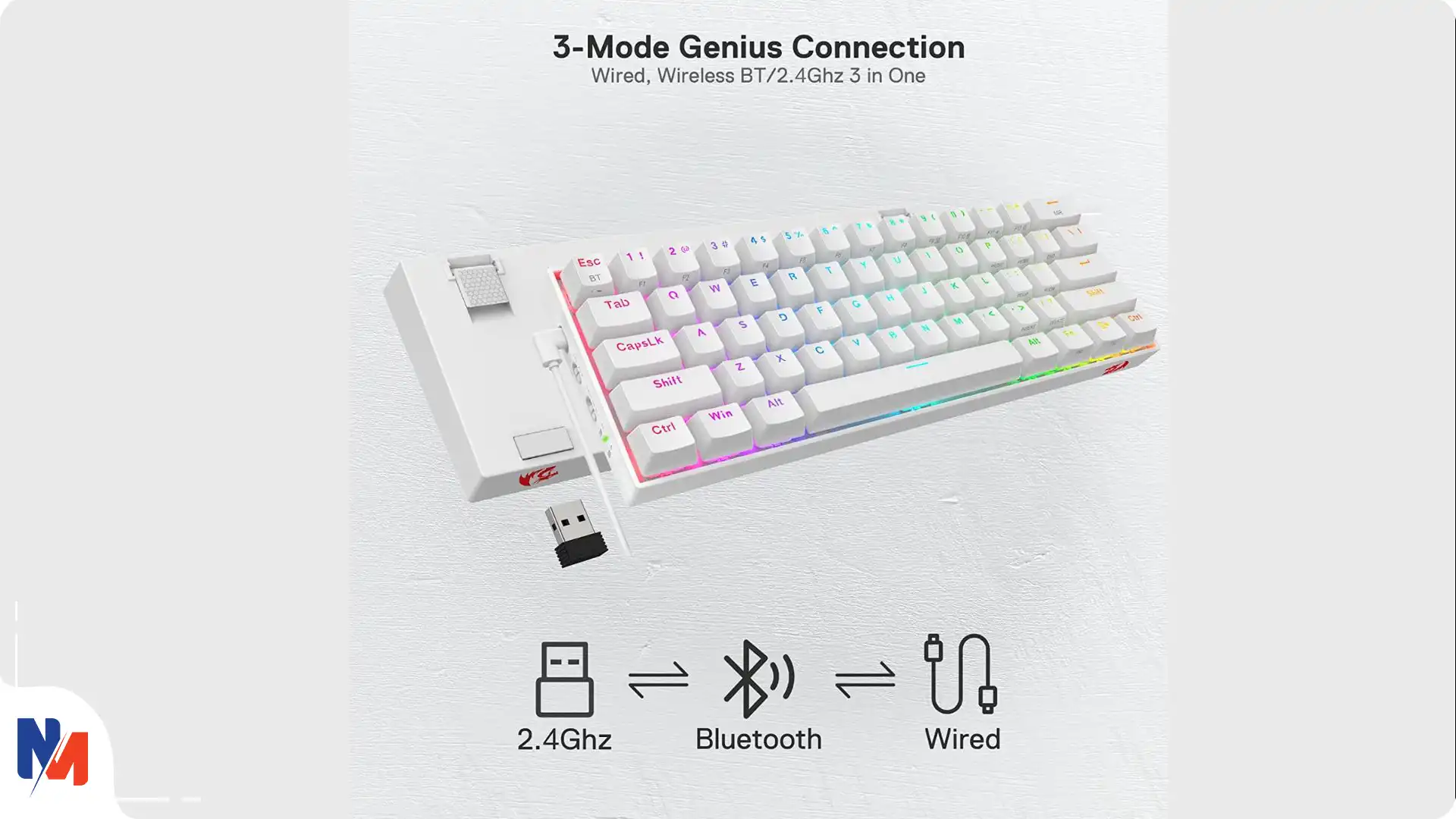 خرید کیبورد گیمینگ ردراگون مدل K530 PRO سفید