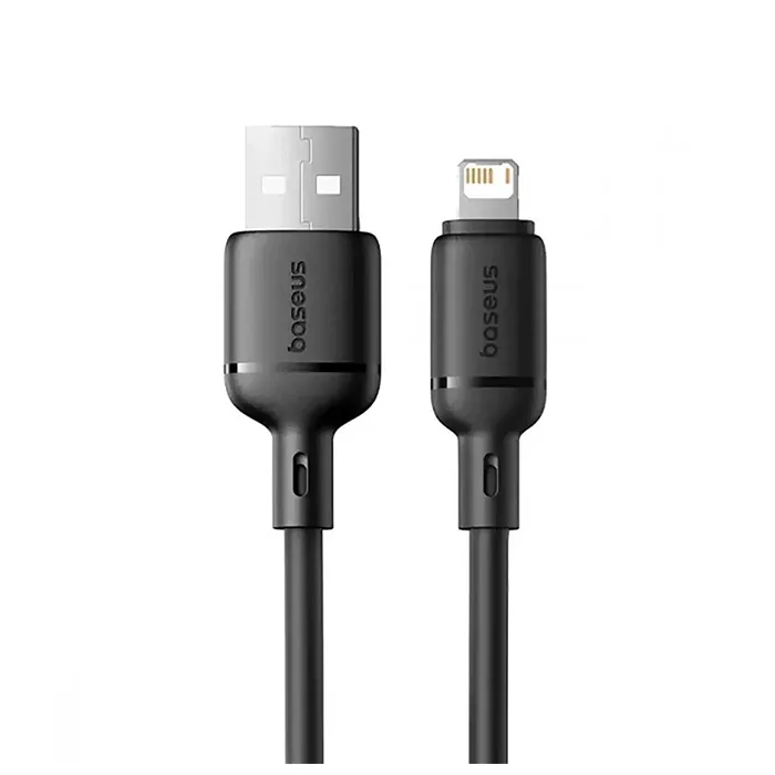 کابل فست شارژ باسئوس USB-A به Lightning مدل Silky - مشکی کابل فست شارژ باسئوس USB-A به Lightning مدل Silky - مشکی