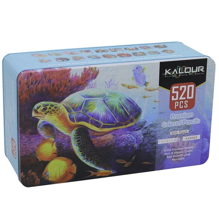 مداد رنگی 520 رنگ جعبه فلزی KALOUR